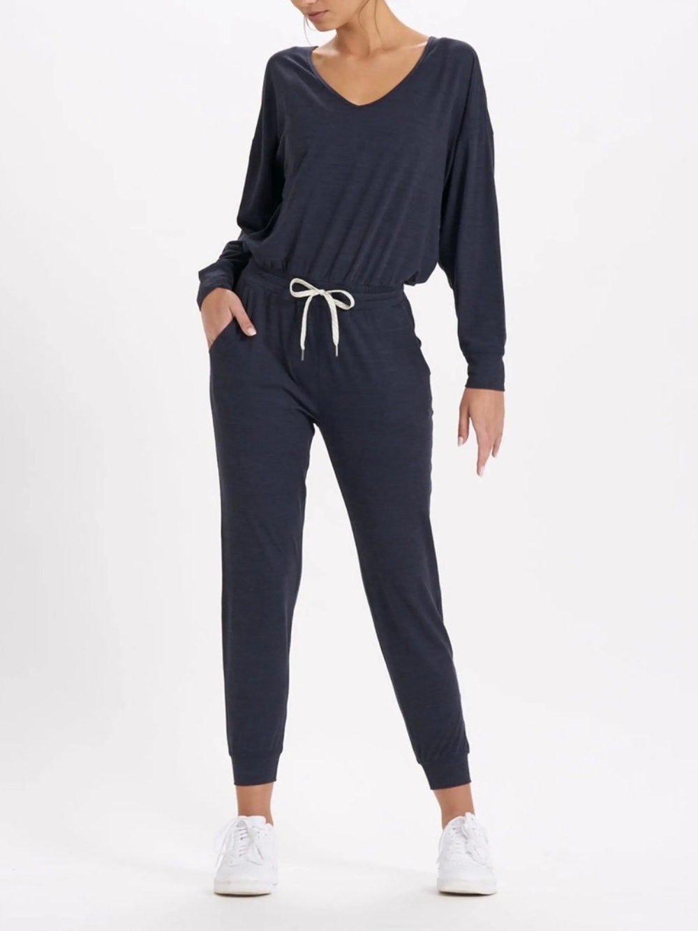 Vuori Lux Long Sleeve Jumpsuit in Midnight Heather Medium